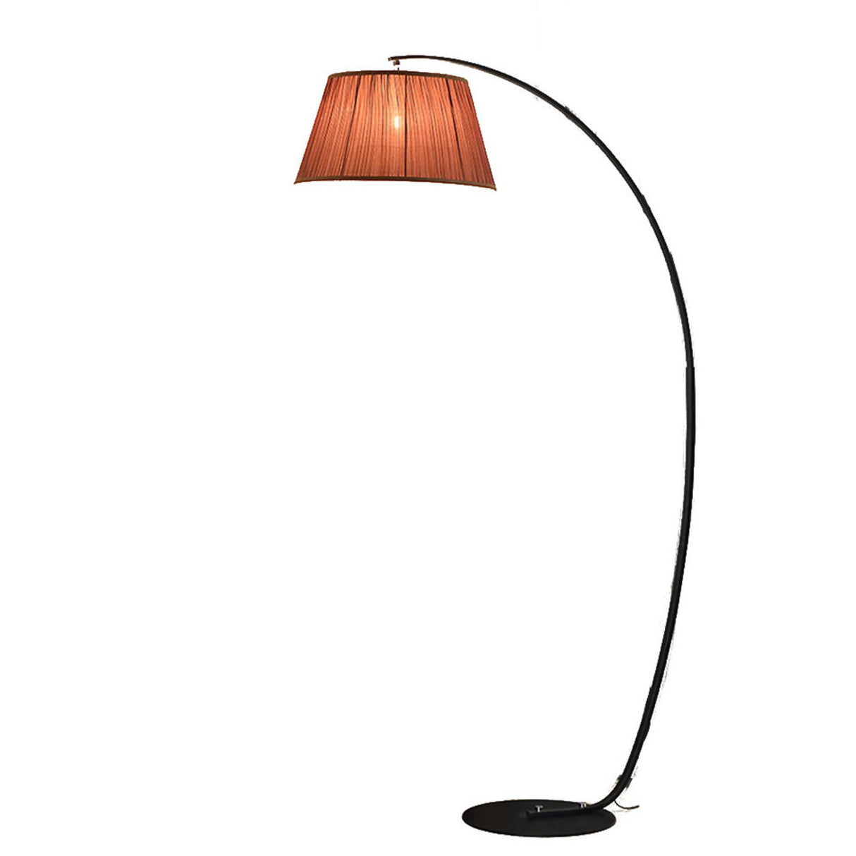 Modern Fabric Barrel Shade Curved Metal Floor Lamp Image - 7