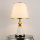 Modern Fabric Cylinder Shade Conical Base Table Lamp Image - 4