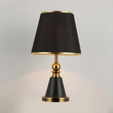 Modern Fabric Cylinder Shade Conical Base Table Lamp Image - 5