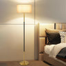 Modern Fabric Drum Gold and Black Metal Floor Lamp Image - 3