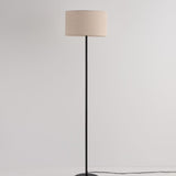 Modern Fabric Drum Gold and Black Metal Floor Lamp Image - 8