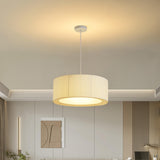 Modern Fabric Drum Pendant Light Chandelier Flexible Length Image - 1