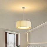 Modern Fabric Drum Pendant Light Chandelier Flexible Length Image - 6