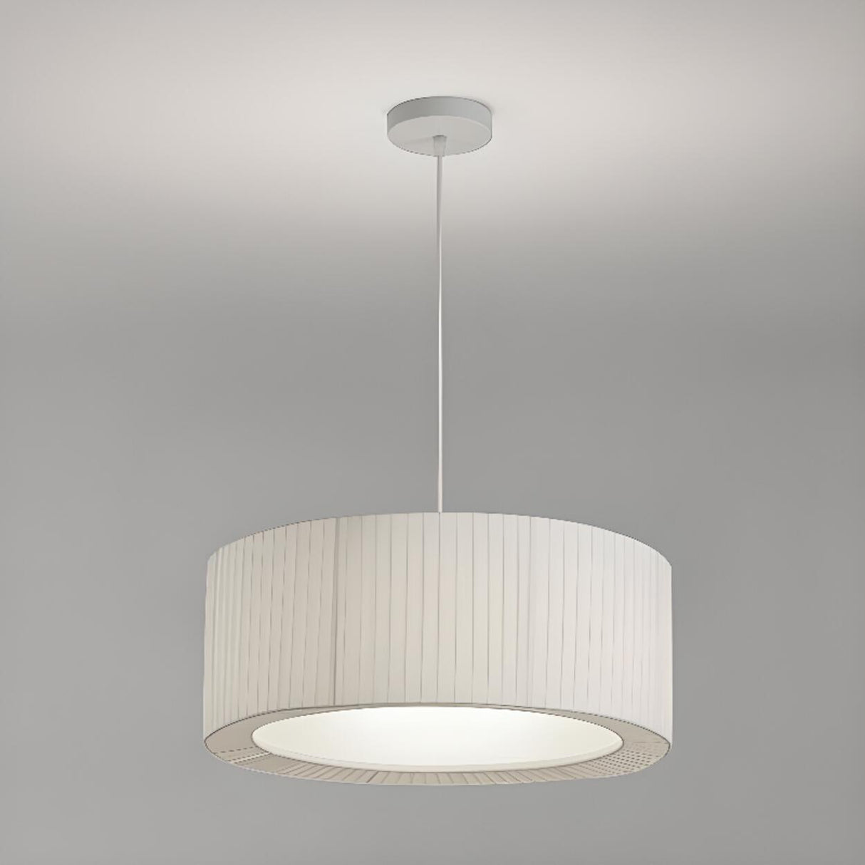 Modern Fabric Drum Pendant Light Chandelier Flexible Length Image - 7