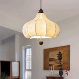 Modern Fabric Lantern Chandelier Adjustable Height Image - 1