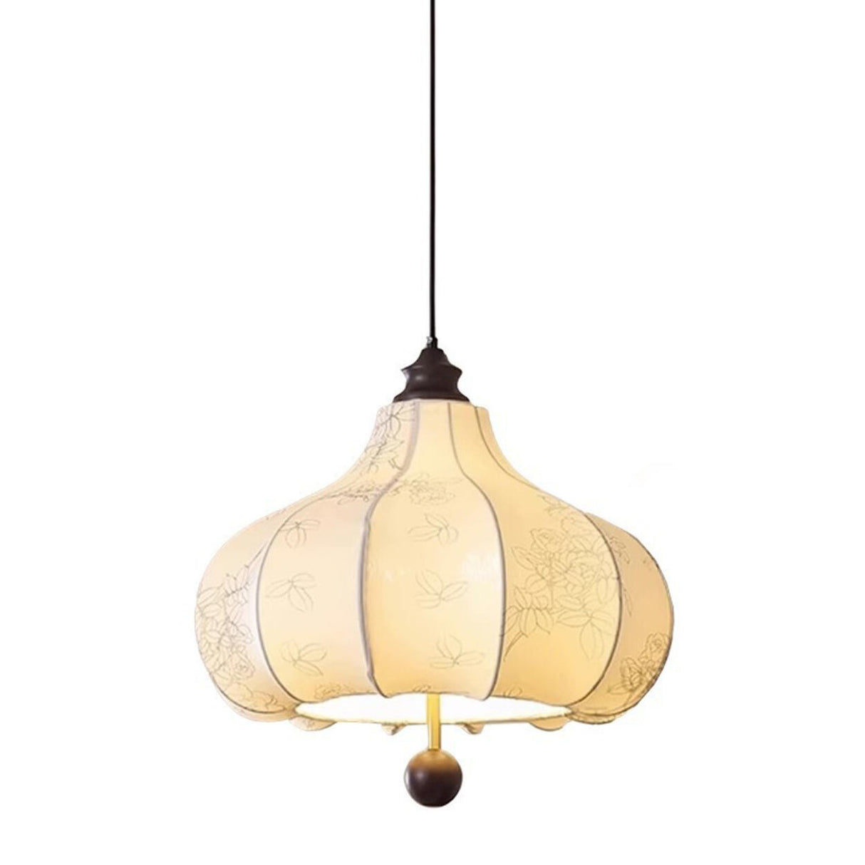 Modern Fabric Lantern Chandelier Adjustable Height Image - 10