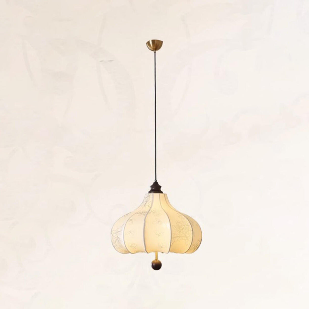 Modern Fabric Lantern Chandelier Adjustable Height Image - 13