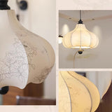 Modern Fabric Lantern Chandelier Adjustable Height Image - 14