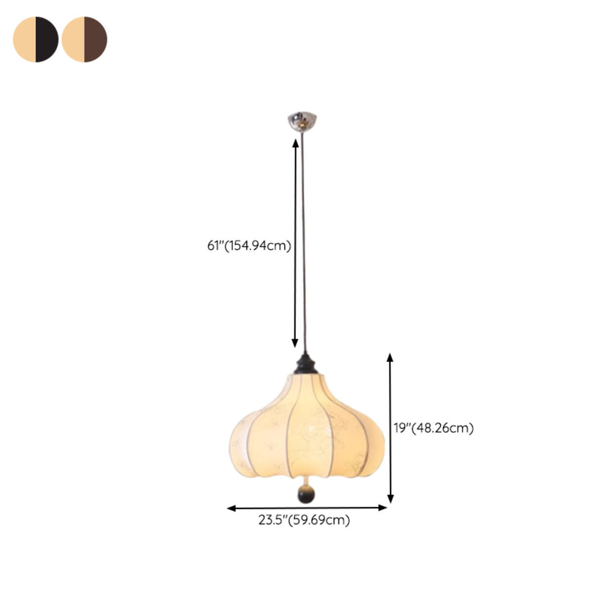 Modern Fabric Lantern Chandelier Adjustable Height Image - 19