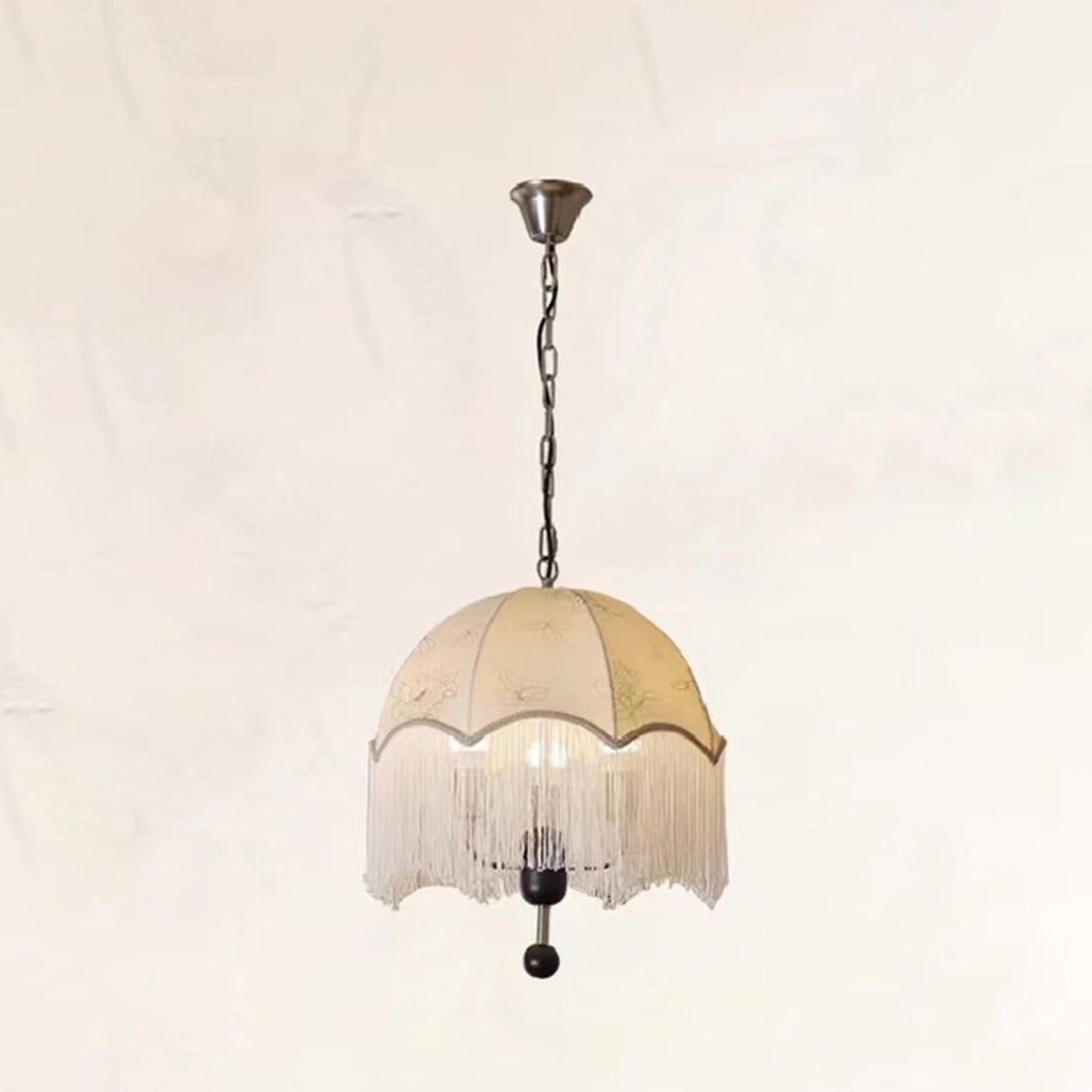 Modern Fabric Lantern Chandelier Adjustable Height Image - 3