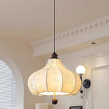 Modern Fabric Lantern Chandelier Adjustable Height Image - 8