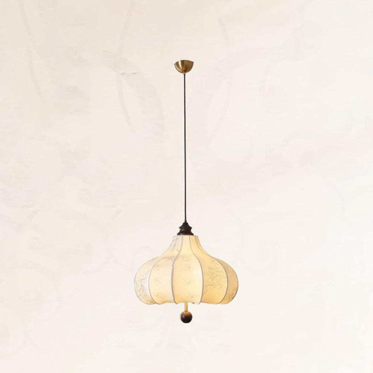 Modern Fabric Lantern Chandelier Adjustable Height Image - 9