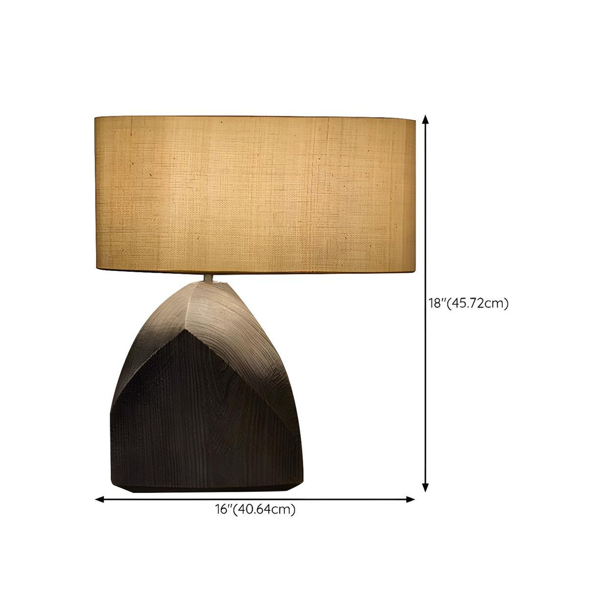 Modern Fabric Shade Black Geometric Wooden Table Lamp 