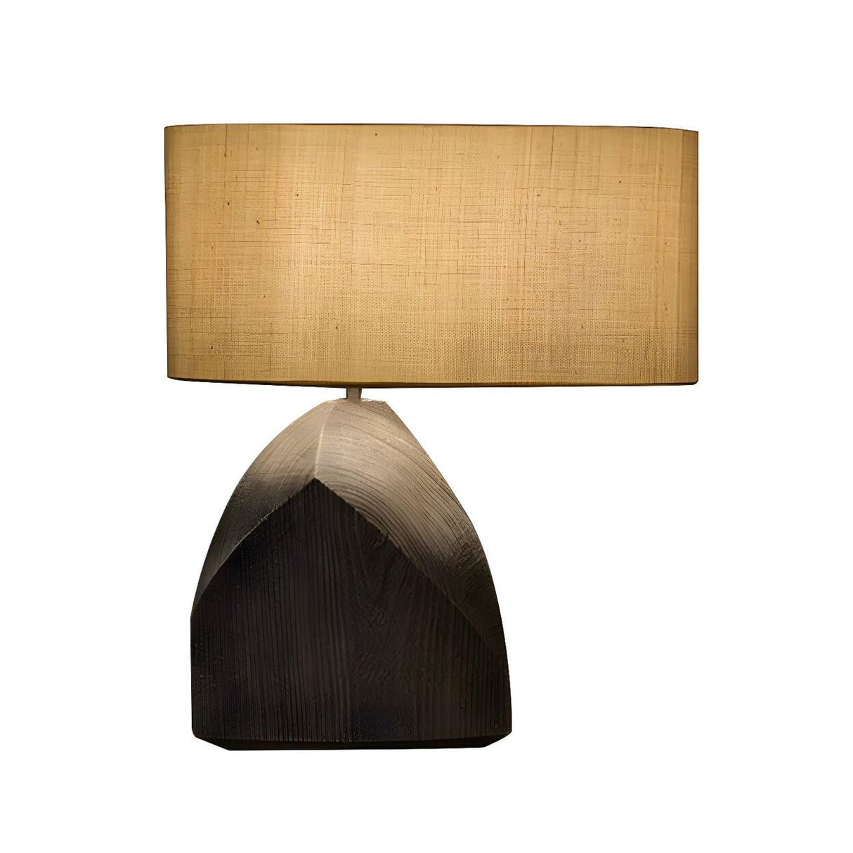 Modern Fabric Shade Black Geometric Wooden Table Lamp Image - 6