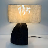 Modern Fabric Shade Black Geometric Wooden Table Lamp Image - 8