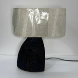 Modern Fabric Shade Black Geometric Wooden Table Lamp Image - 9