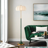 Modern Fabric White Dome and Green Pole Floor Lamp Image - 1