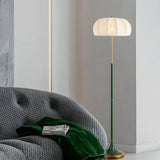 Modern Fabric White Dome and Green Pole Floor Lamp Image - 13