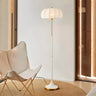 Modern Fabric White Dome and Green Pole Floor Lamp Image - 2