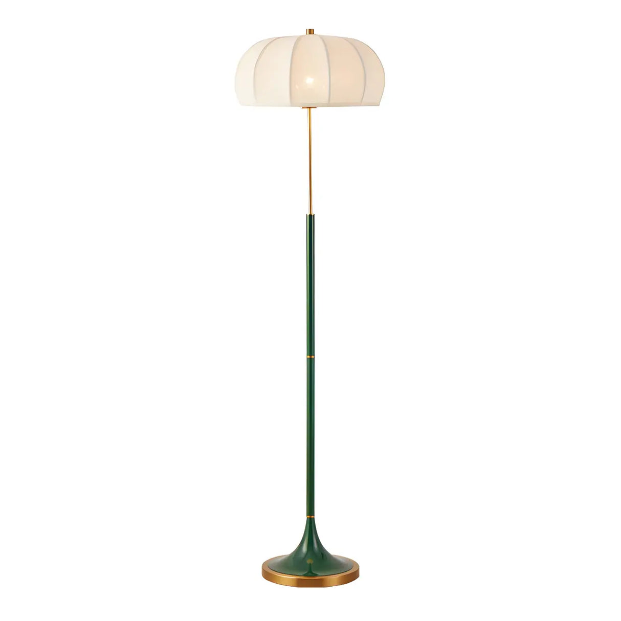 Modern Fabric White Dome and Green Pole Floor Lamp Image - 5