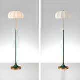 Modern Fabric White Dome and Green Pole Floor Lamp Image - 8