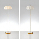 Modern Fabric White Dome and Green Pole Floor Lamp Image - 9