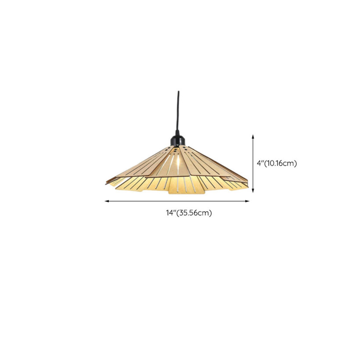 Modern Fan Shape Solid Wood Conical Pendant Light 