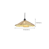 Modern Fan Shape Solid Wood Conical Pendant Light #size