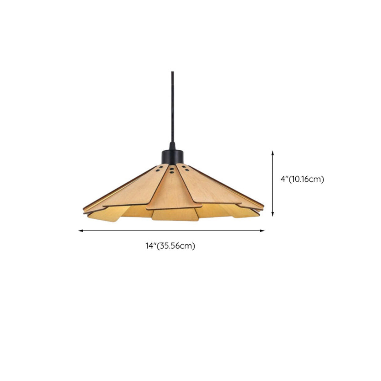 Modern Fan Shape Solid Wood Conical Pendant Light Image - 12