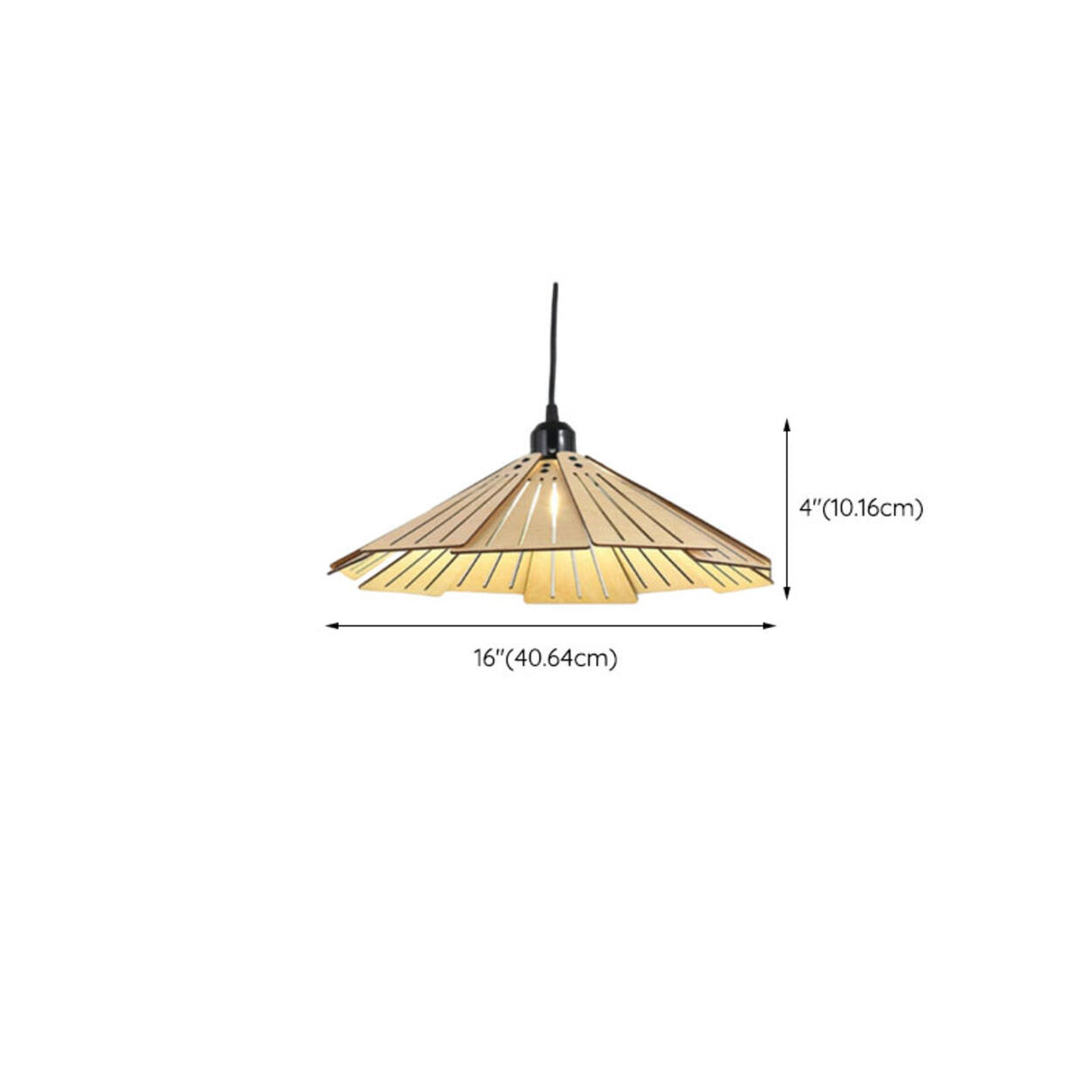 Modern Fan Shape Solid Wood Conical Pendant Light Image - 13