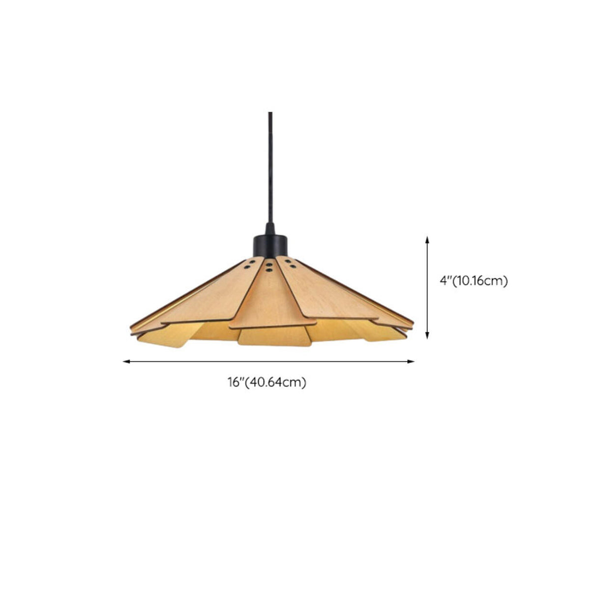 Modern Fan Shape Solid Wood Conical Pendant Light Image - 14