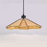 Modern Fan Shape Solid Wood Conical Pendant Light Image - 7