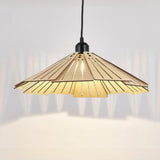 Modern Fan Shape Solid Wood Conical Pendant Light Image - 8