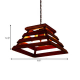 Modern Farmhouse Wooden Layered Brown Hanging Chandelier #size