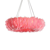 Modern Feather Round Loop Bedroom Pendant Chandelier Image - 10