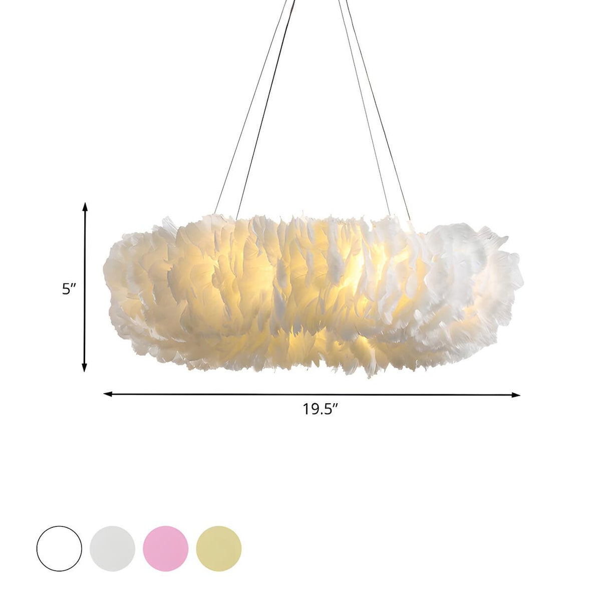 Modern Feather Round Loop Bedroom Pendant Chandelier 