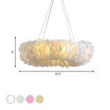 Modern Feather Round Loop Bedroom Pendant Chandelier #size