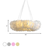 Modern Feather Round Loop Bedroom Pendant Chandelier Image - 15