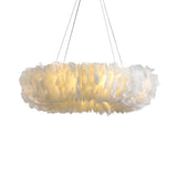 Modern Feather Round Loop Bedroom Pendant Chandelier Image - 4