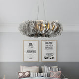 Modern Feather Round Loop Bedroom Pendant Chandelier Image - 6