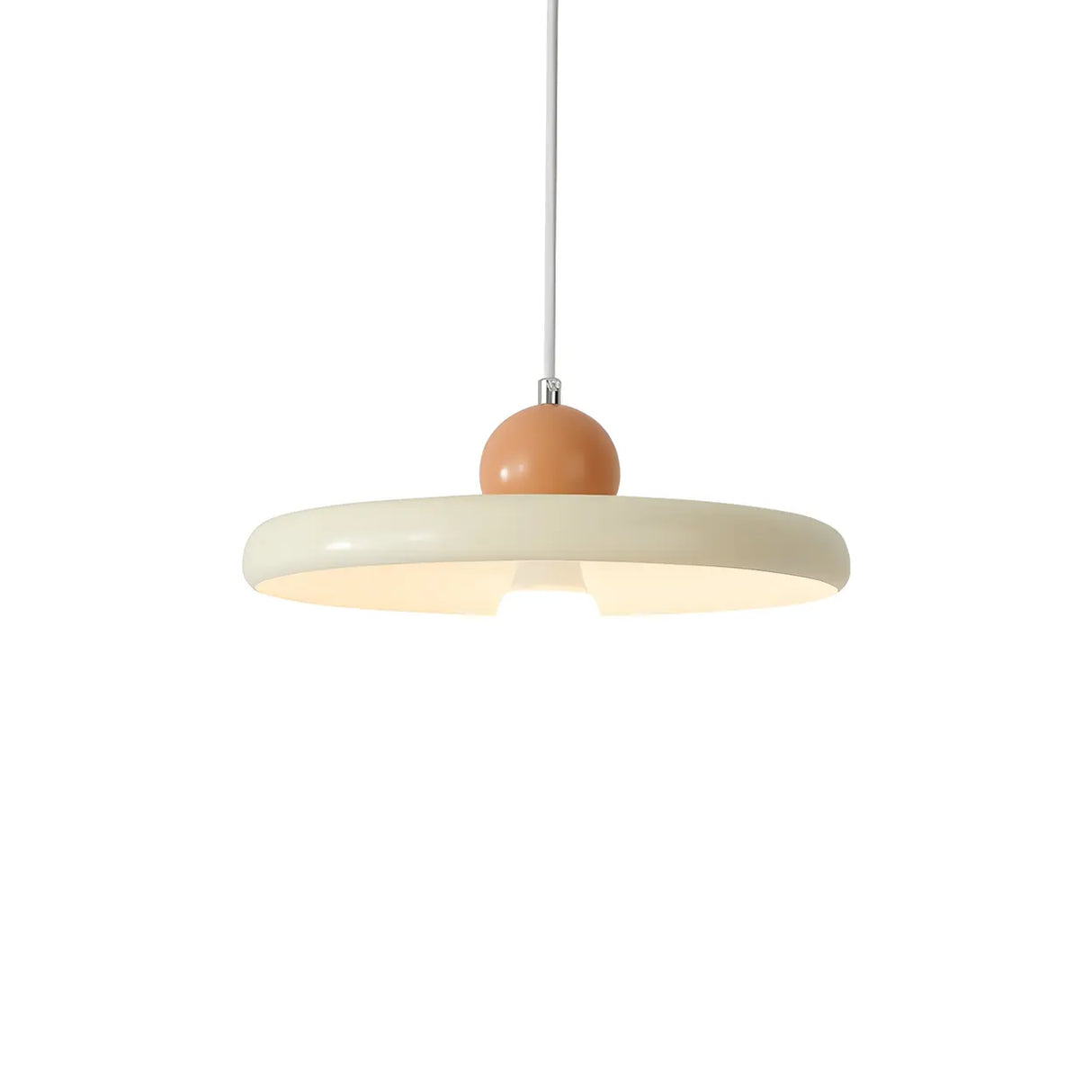 Modern Flat Circular Beige Dining Room Pendant Light Image - 10