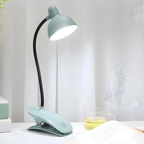 Modern Flexible Clip-On Desk Lamp Light Green Image - 1