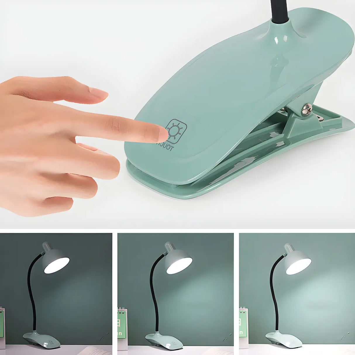 Modern Flexible Clip-On Desk Lamp Light Green Image - 10