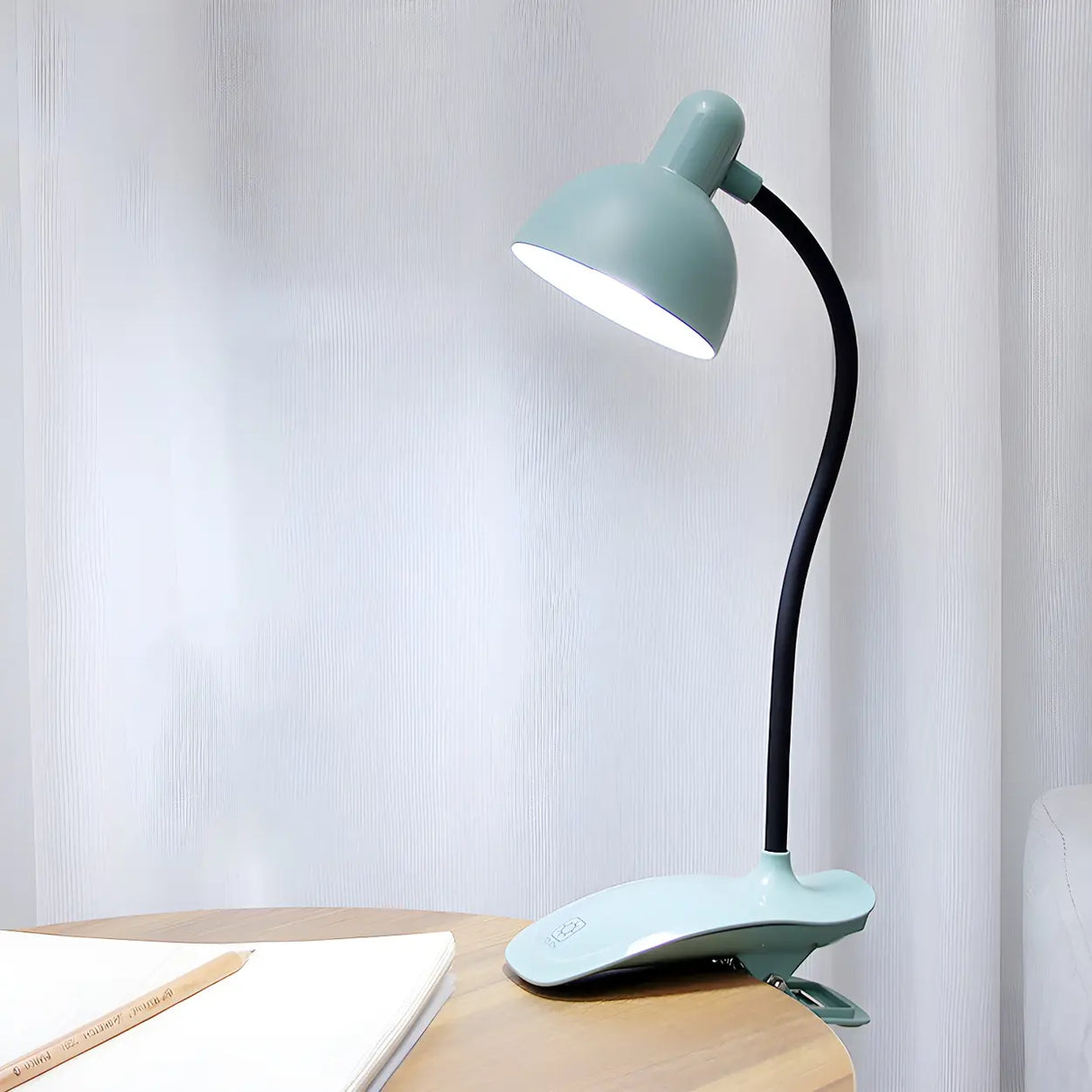 Modern Flexible Clip-On Desk Lamp Light Green Image - 5