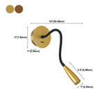 Modern Flexible Gooseneck Gold LED Metal Wall Sconce #size