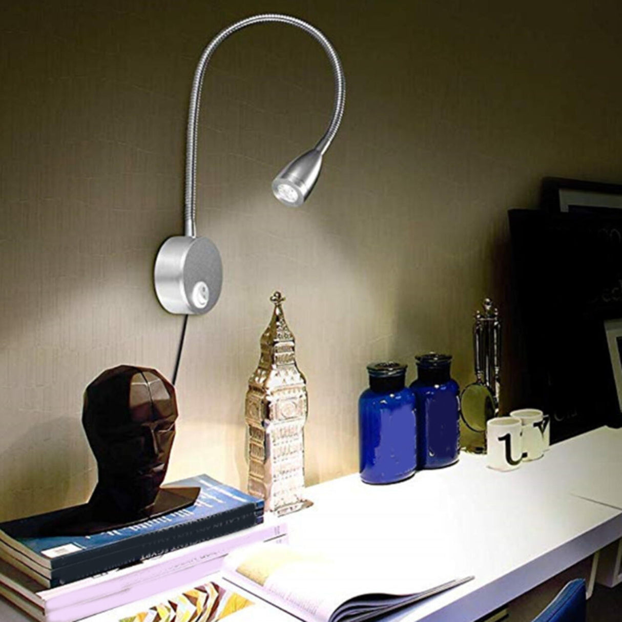 Modern Flexible Sliver LED Reading Wall Lamp Image - 2