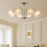 Modern Floral Clear Glass Living Room Chandelier Image - 6