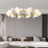 Modern Floral Leaves Circle White Ball Chandelier  Image - 1