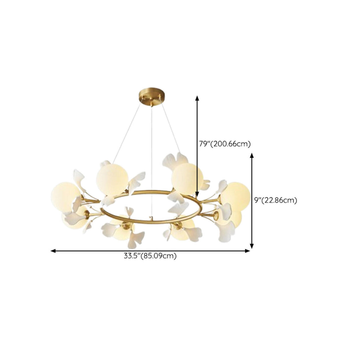 Modern Floral Leaves Circle White Ball Chandelier  Image - 13