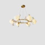 Modern Floral Leaves Circle White Ball Chandelier  Image - 2